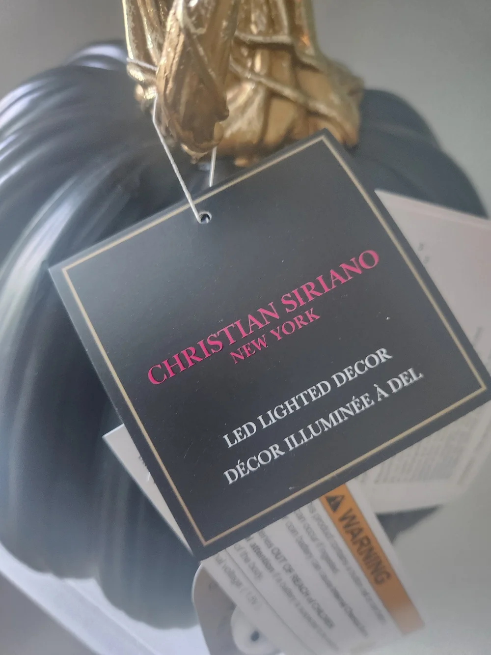 Christian Siriano Black and Gold LED Pumpkin Lantern Gothic 12 X 15 Rare